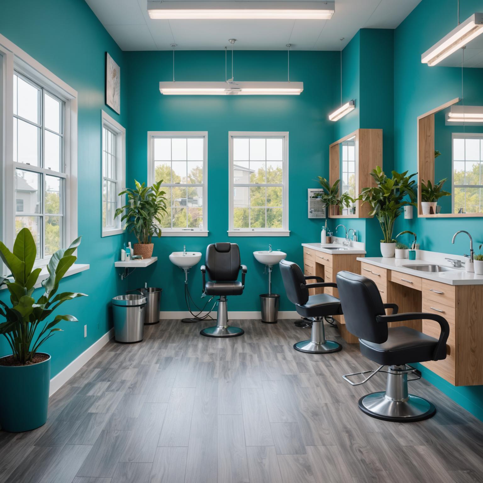 Interior of a PawPerfect Grooming salon showing modern grooming stations